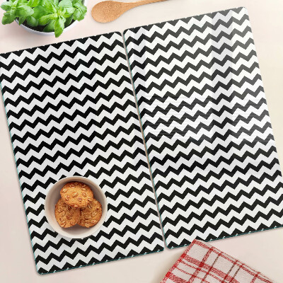 Glass chopping board Zigzags in black and white