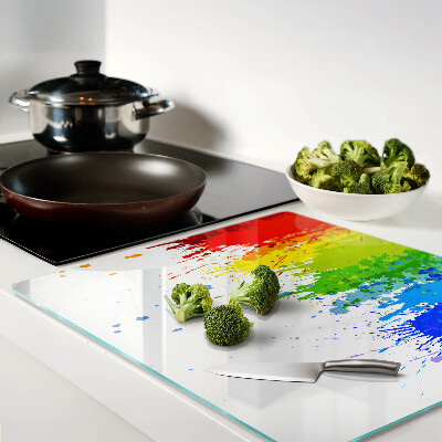 Glass kitchen board Colorful paint stains