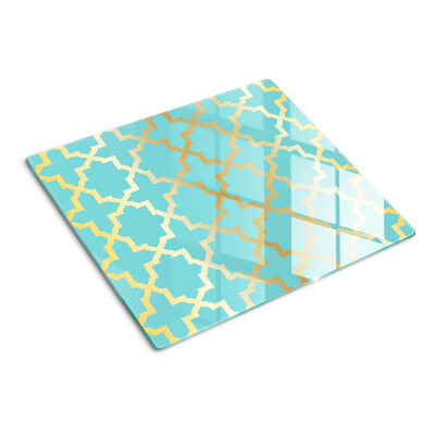 Glass chopping board Arabesque motif in shades of blue