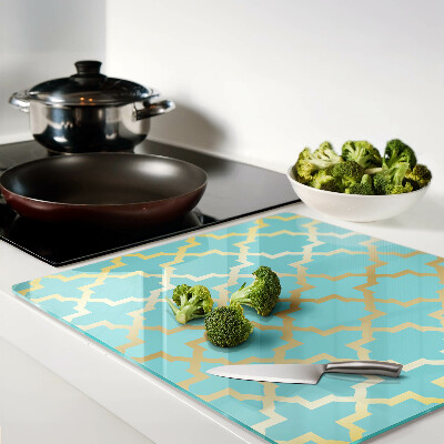 Glass chopping board Arabesque motif in shades of blue