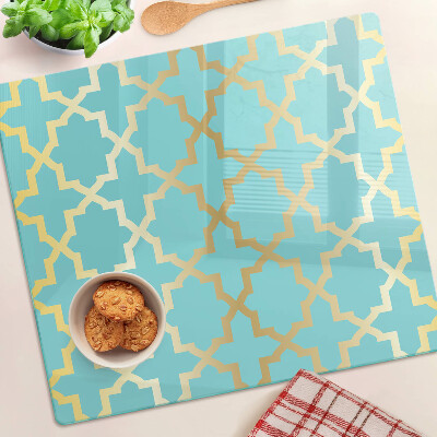 Glass chopping board Arabesque motif in shades of blue