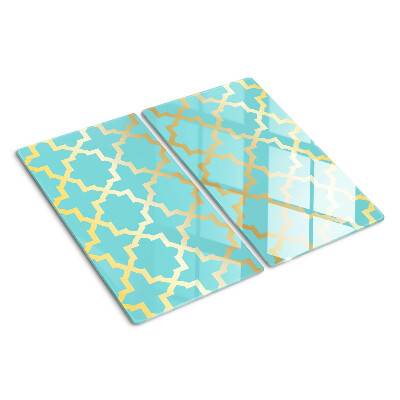 Glass chopping board Arabesque motif in shades of blue