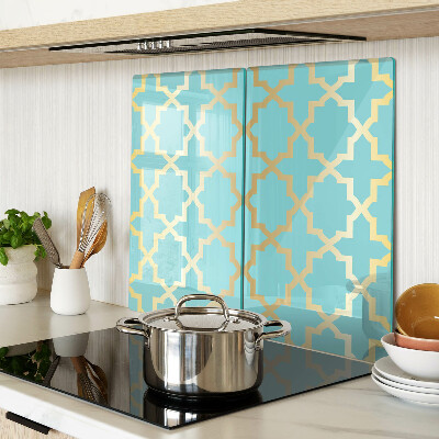 Glass chopping board Arabesque motif in shades of blue