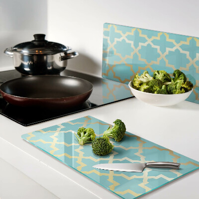 Glass chopping board Arabesque motif in shades of blue