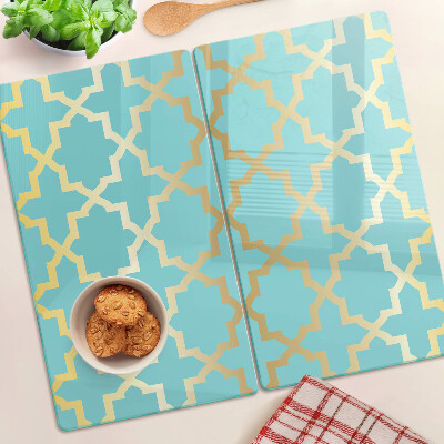 Glass chopping board Arabesque motif in shades of blue