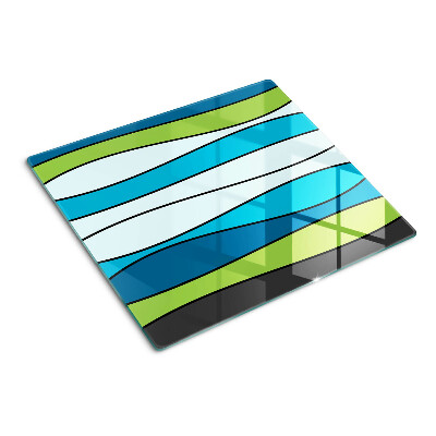 Glass chopping board Waves in shades of blue and green