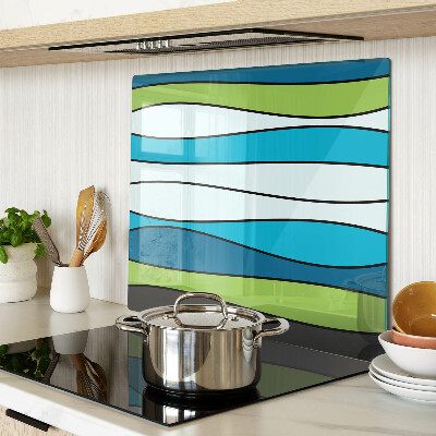 Glass chopping board Waves in shades of blue and green