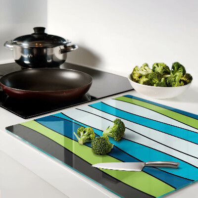 Glass chopping board Waves in shades of blue and green