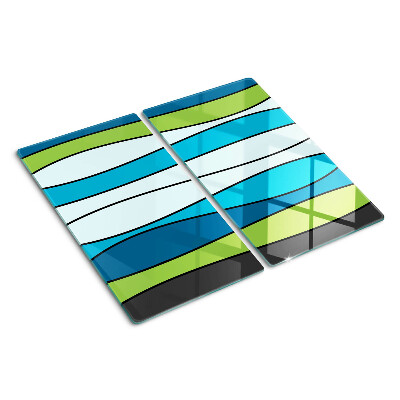 Glass chopping board Waves in shades of blue and green
