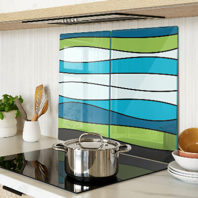 Glass chopping board Waves in shades of blue and green