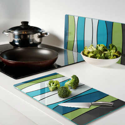 Glass chopping board Waves in shades of blue and green