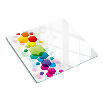 Glass kitchen board Colorful hexagons on the background