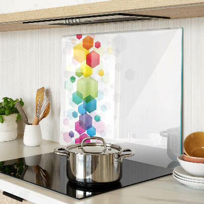 Glass kitchen board Colorful hexagons on the background