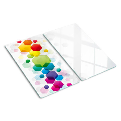 Glass kitchen board Colorful hexagons on the background