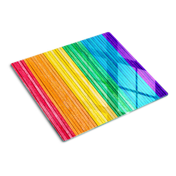 Glass chopping board Rainbow colored stripes