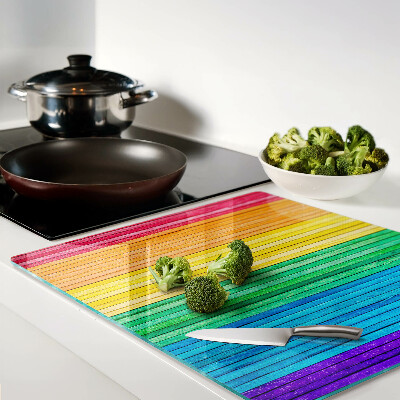 Glass chopping board Rainbow colored stripes