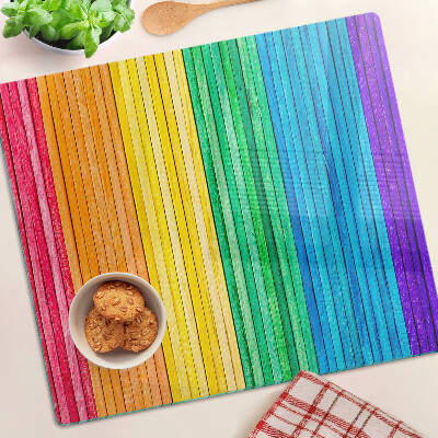 Glass chopping board Rainbow colored stripes