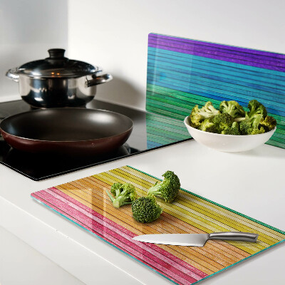 Glass chopping board Rainbow colored stripes