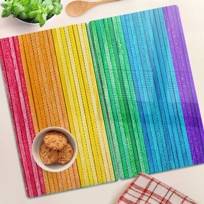 Glass chopping board Rainbow colored stripes