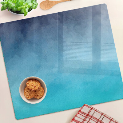 Glass chopping board Transparent fog in shades of blue