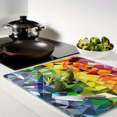 Glass kitchen board Colorful triangle mosaic