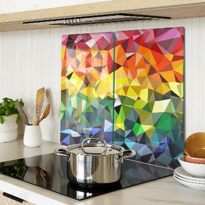 Glass kitchen board Colorful triangle mosaic