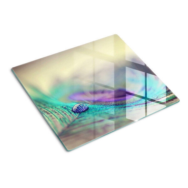 Glass kitchen board A drop on a leaf