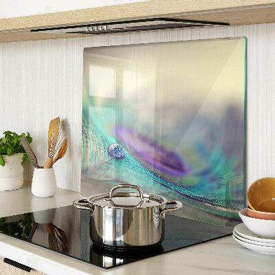Glass kitchen board A drop on a leaf