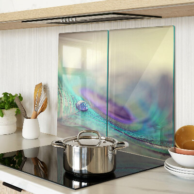 Glass kitchen board A drop on a leaf