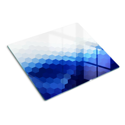 Glass kitchen board Blue hexagons in gradients