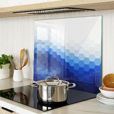 Glass kitchen board Blue hexagons in gradients