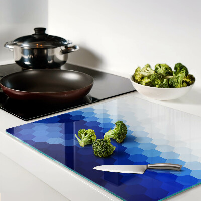 Glass kitchen board Blue hexagons in gradients