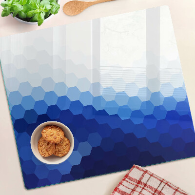 Glass kitchen board Blue hexagons in gradients
