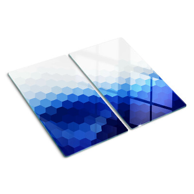 Glass kitchen board Blue hexagons in gradients