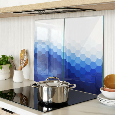 Glass kitchen board Blue hexagons in gradients