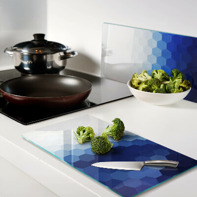 Glass kitchen board Blue hexagons in gradients