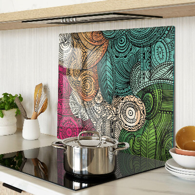 Glass chopping board Mandala motif with colorful patterns