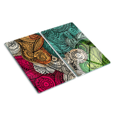 Glass chopping board Mandala motif with colorful patterns