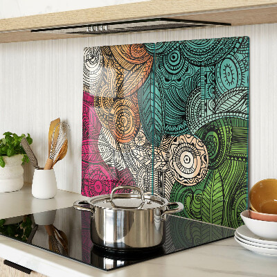 Glass chopping board Mandala motif with colorful patterns