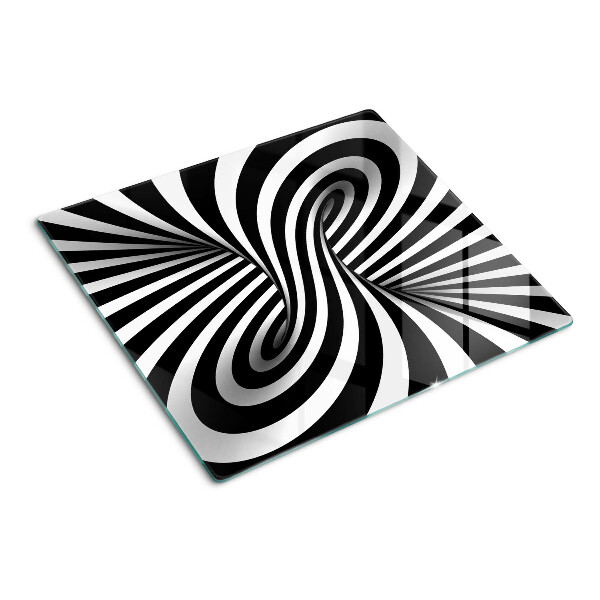 Glass chopping board Black and white spiral pattern