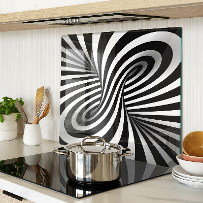 Glass chopping board Black and white spiral pattern