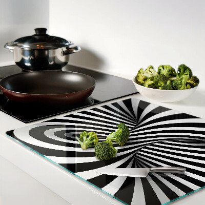 Glass chopping board Black and white spiral pattern