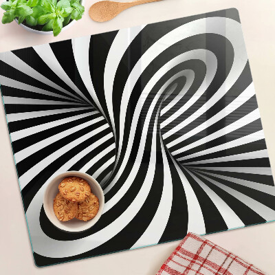 Glass chopping board Black and white spiral pattern