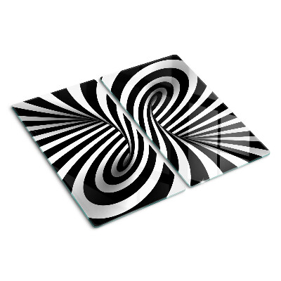 Glass chopping board Black and white spiral pattern