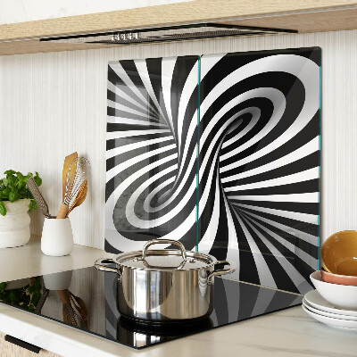 Glass chopping board Black and white spiral pattern