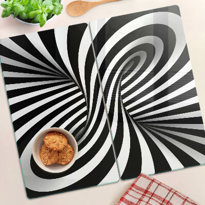 Glass chopping board Black and white spiral pattern