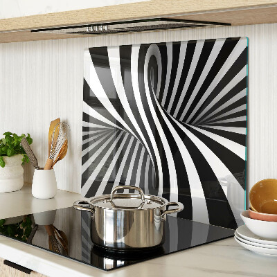 Glass kitchen board Black and white spiral pattern