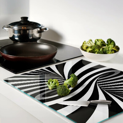 Glass kitchen board Black and white spiral pattern