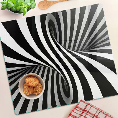 Glass kitchen board Black and white spiral pattern