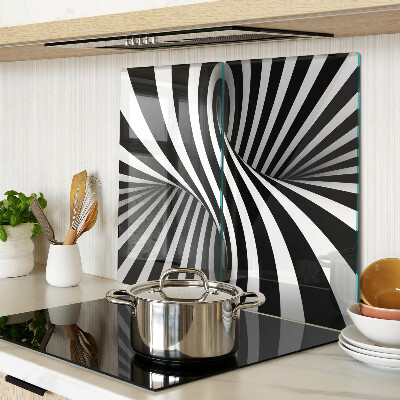 Glass kitchen board Black and white spiral pattern